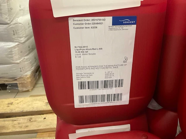 Sensient rode voedingskleurstof 10kg (4x) - afbeelding 1 van  2