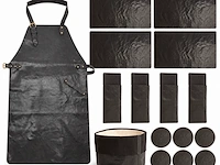 Served with style 16-delige leren horeca- en tafelset, zwart