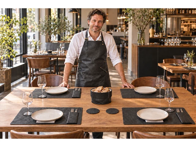 Served with style 16-delige leren horeca- en tafelset, zwart - afbeelding 7 van  7