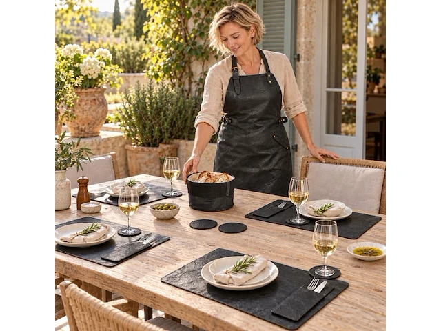 Served with style 16-delige leren horeca- en tafelset, zwart - afbeelding 7 van  7
