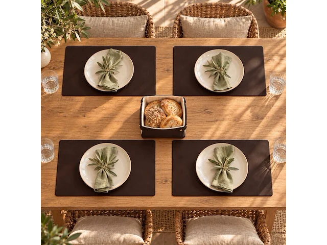 Served with style 5-delige leren tafelset, donkerbruin - afbeelding 5 van  5