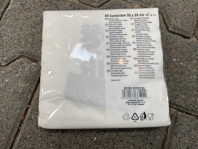 Servetten-wit 33x33 - 3 ply - 20 pack (224x) - afbeelding 3 van  5
