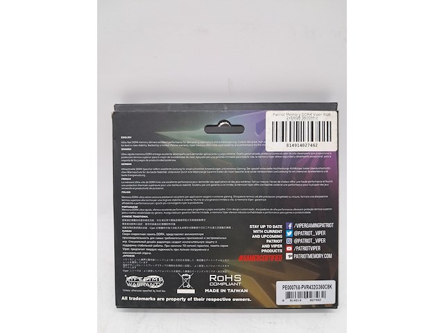 Set a 2x geheugenkaart, patriot, viper rgb ddr4, 2x 16gb - afbeelding 2 van  4