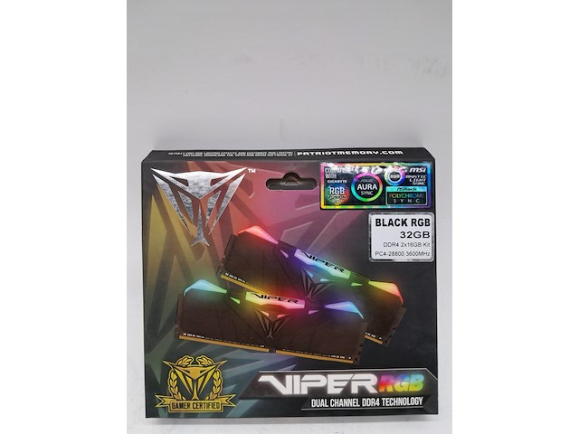 Set a 2x geheugenkaart, patriot, viper rgb ddr4, 2x 16gb - afbeelding 1 van  4