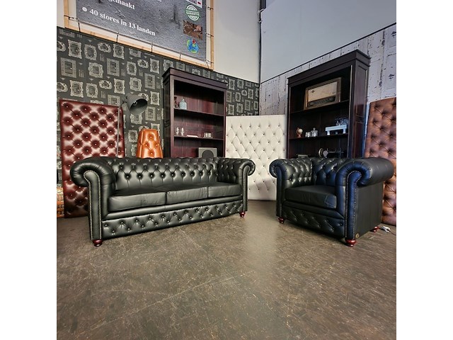 Set chesterfield, brighton, zwart - afbeelding 3 van  6