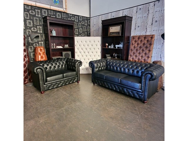 Set chesterfield, brighton, zwart - afbeelding 4 van  6