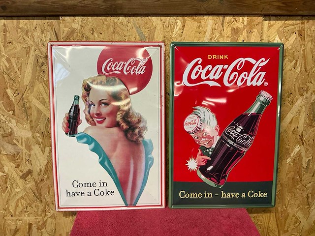 Set reclameborden coca cola (2x) - afbeelding 1 van  3