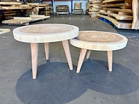 Set suar boomstam salon / bijzettafel