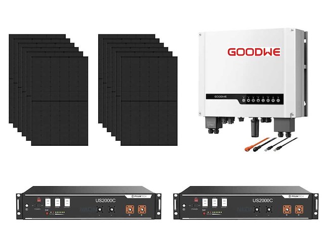 Set van 12 full black zonnepanelen (455 wp) - hybride omvormer - 4,8 kwh batterij - afbeelding 1 van  13