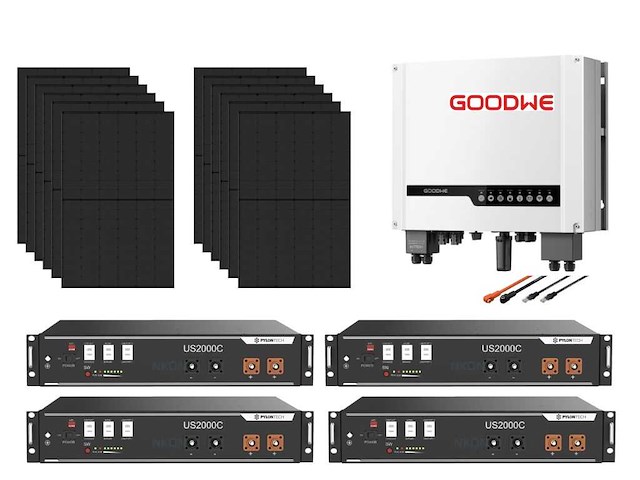 Set van 12 full black zonnepanelen (455 wp) - hybride omvormer - 9,6 kwh batterij - afbeelding 1 van  16