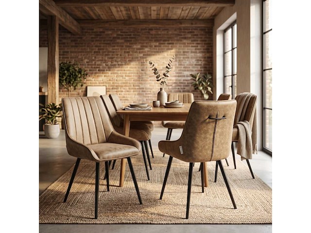 Set van 2 eetkamerstoel kuip beige - afbeelding 2 van  6