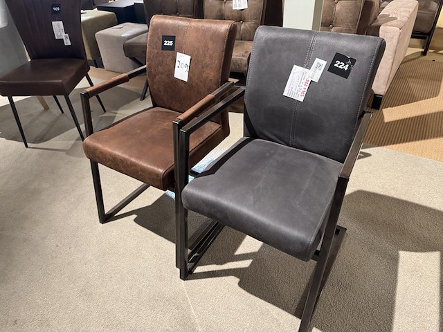 Set van 2 eetkamerstoelen, bruin/grijs - afbeelding 1 van  4