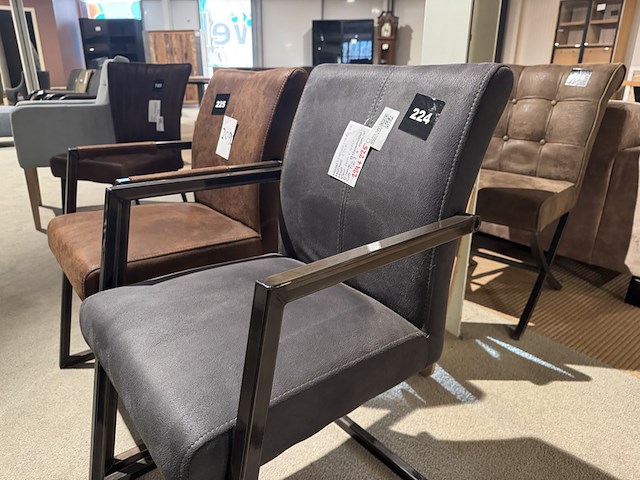 Set van 2 eetkamerstoelen, bruin/grijs - afbeelding 4 van  4