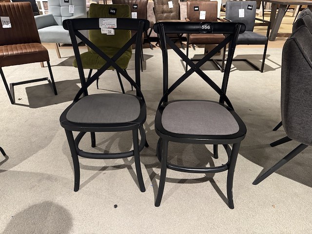 Set van 2 eetkamerstoelen, grijs/zwart - afbeelding 2 van  4