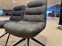 Set van 2 eetkamerstoelen, olive stof, zwart metalen poot - afbeelding 2 van  3