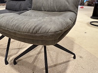 Set van 2 eetkamerstoelen, olive stof, zwart metalen poot - afbeelding 3 van  3