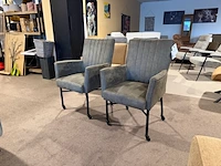 Set van 2 eetkamerstoelen, zwart onderstel olive groen