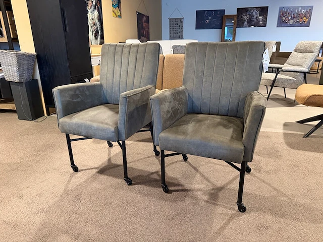 Set van 2 eetkamerstoelen, zwart onderstel olive groen - afbeelding 4 van  11