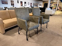 Set van 2 eetkamerstoelen, zwart onderstel olive groen - afbeelding 5 van  11