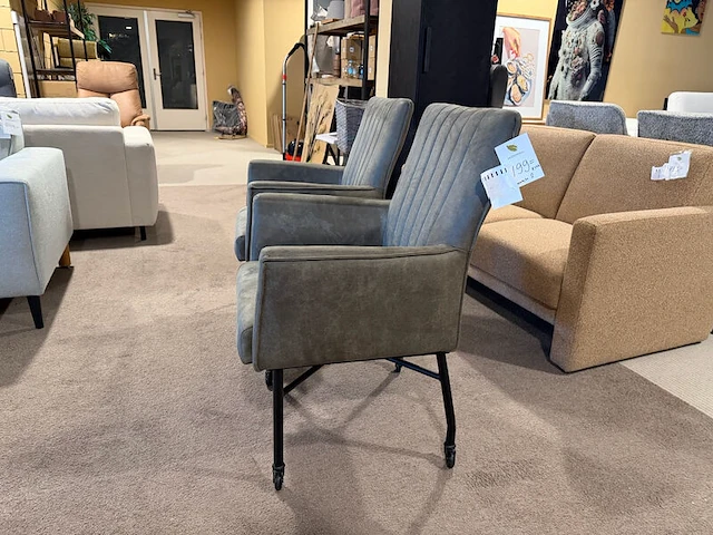 Set van 2 eetkamerstoelen, zwart onderstel olive groen - afbeelding 10 van  11
