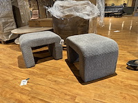 Set van 2 hockers. grijs stof - afbeelding 2 van  4