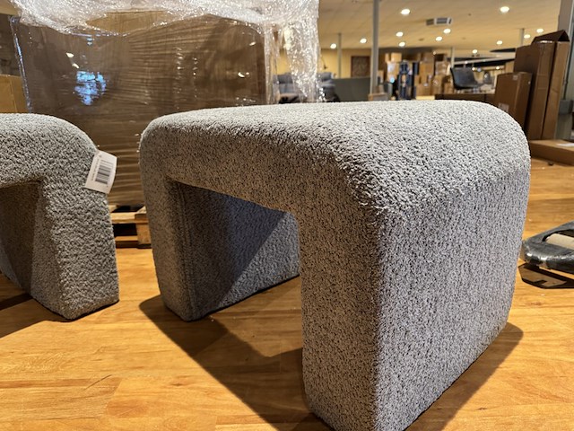 Set van 2 hockers. grijs stof - afbeelding 3 van  4