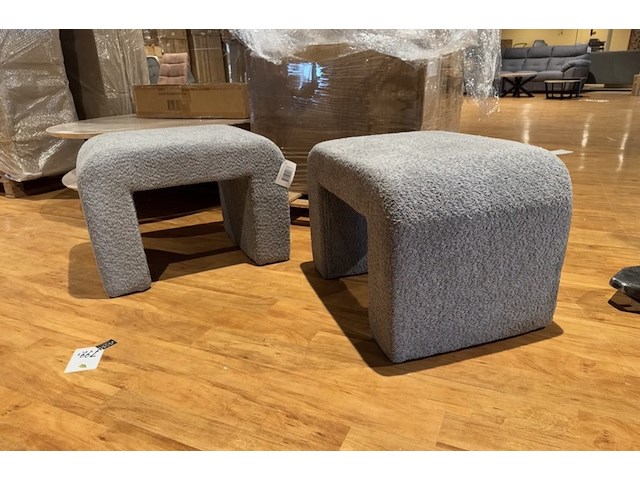 Set van 2 hockers. grijs stof - afbeelding 1 van  2