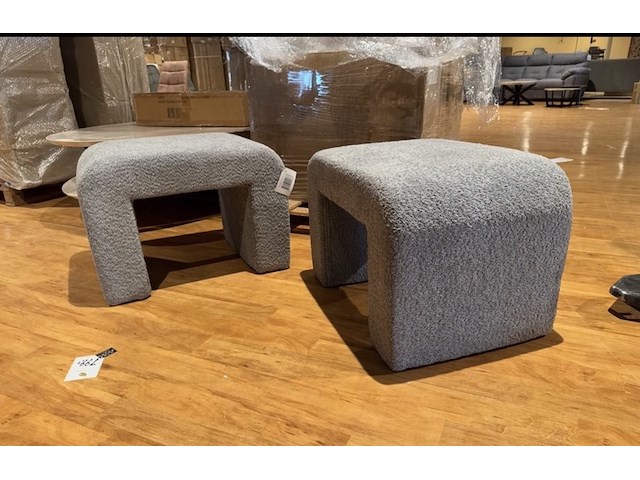 Set van 2 hockers. grijs stof - afbeelding 1 van  2