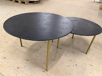 Set van 2 salontafels, bruin, goudkleurige poten - afbeelding 1 van  1