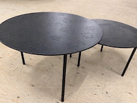 Set van 2 salontafels, bruin, zwarte poten - afbeelding 1 van  1