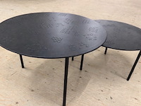 Set van 2 salontafels, bruin, zwarte poten - afbeelding 1 van  1