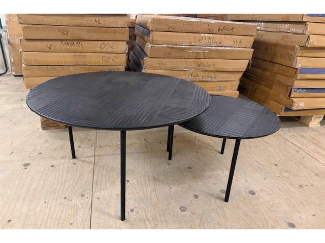 Set van 2 salontafels, zwart mdf - afbeelding 1 van  2