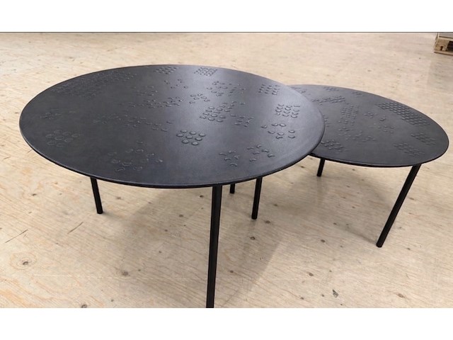 Set van 2 salontafels, zwart, zwarte poten - afbeelding 1 van  1