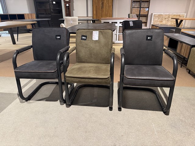 Set van 3 eetkamerstoelen, 2 x antraciet,1 x groen - afbeelding 2 van  4