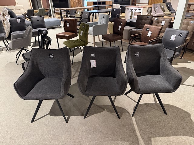 Set van 3 eetkamerstoelen, antraciet - afbeelding 2 van  4