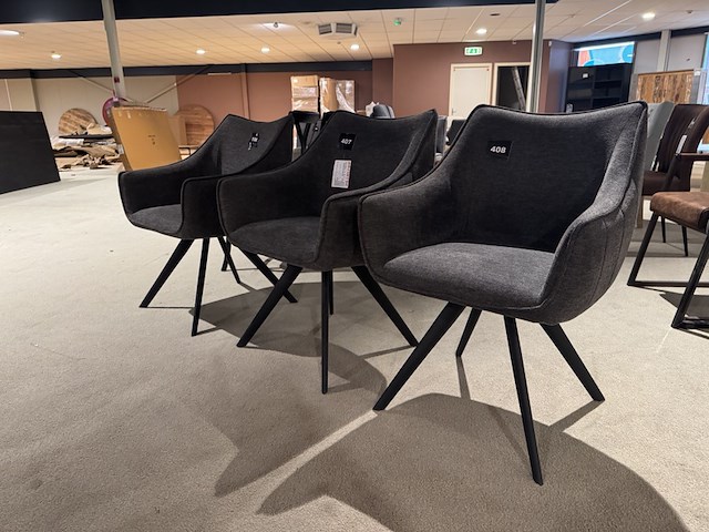 Set van 3 eetkamerstoelen, antraciet - afbeelding 3 van  4