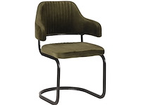 Set van 3 eetkamerstoelen, army velvet, zwart metalen onderstel - afbeelding 1 van  3
