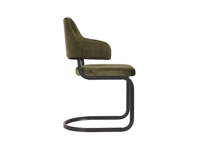 Set van 3 eetkamerstoelen, army velvet, zwart metalen onderstel - afbeelding 2 van  3