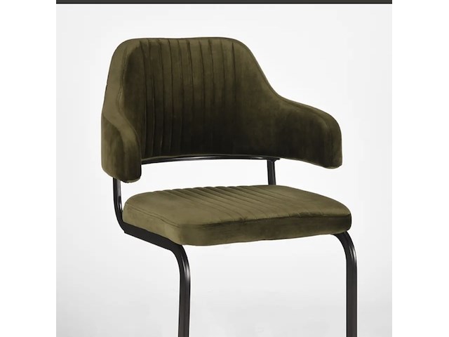 Set van 3 eetkamerstoelen, army velvet, zwart metalen onderstel - afbeelding 3 van  3