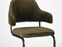 Set van 3 eetkamerstoelen, army velvet, zwart metalen onderstel - afbeelding 3 van  3