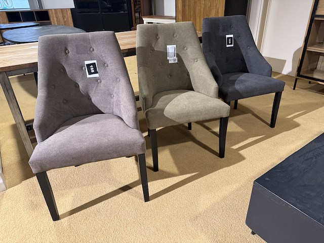 Set van 3 eetkamerstoelen, grijs + bruin + groen - afbeelding 1 van  5