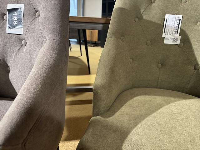 Set van 3 eetkamerstoelen, grijs + bruin + groen - afbeelding 4 van  5