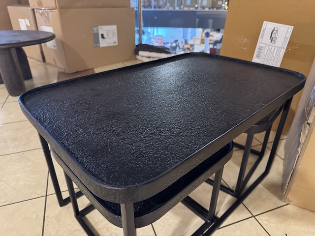 Set van 3 salontafels, zwart liquid metal - afbeelding 3 van  3