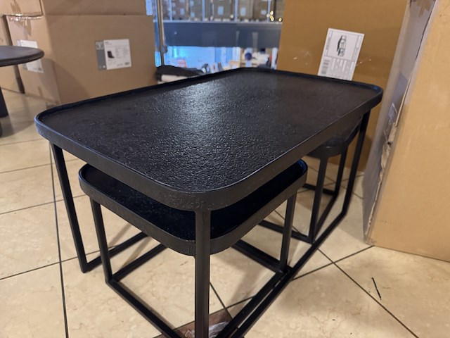 Set van 3 salontafels, zwart liquid metal - afbeelding 2 van  3