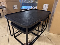Set van 3 salontafels, zwart liquid metal - afbeelding 2 van  3