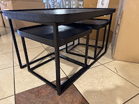 Set van 3 salontafels, zwart liquid metal - afbeelding 3 van  3