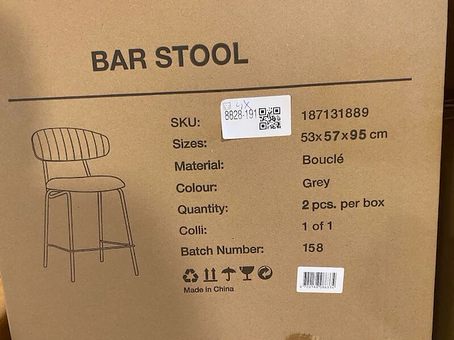 Set van 4 barstoelen, grijs - afbeelding 4 van  4