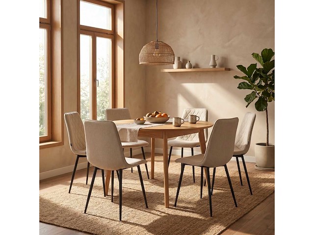 Set van 4 eetkamerstoel kuip beige - afbeelding 2 van  7