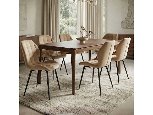 Set van 4 eetkamerstoel kuip beige - afbeelding 2 van  6