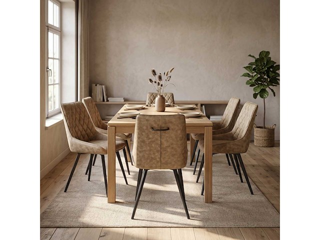 Set van 4 eetkamerstoel kuip beige - afbeelding 2 van  2
